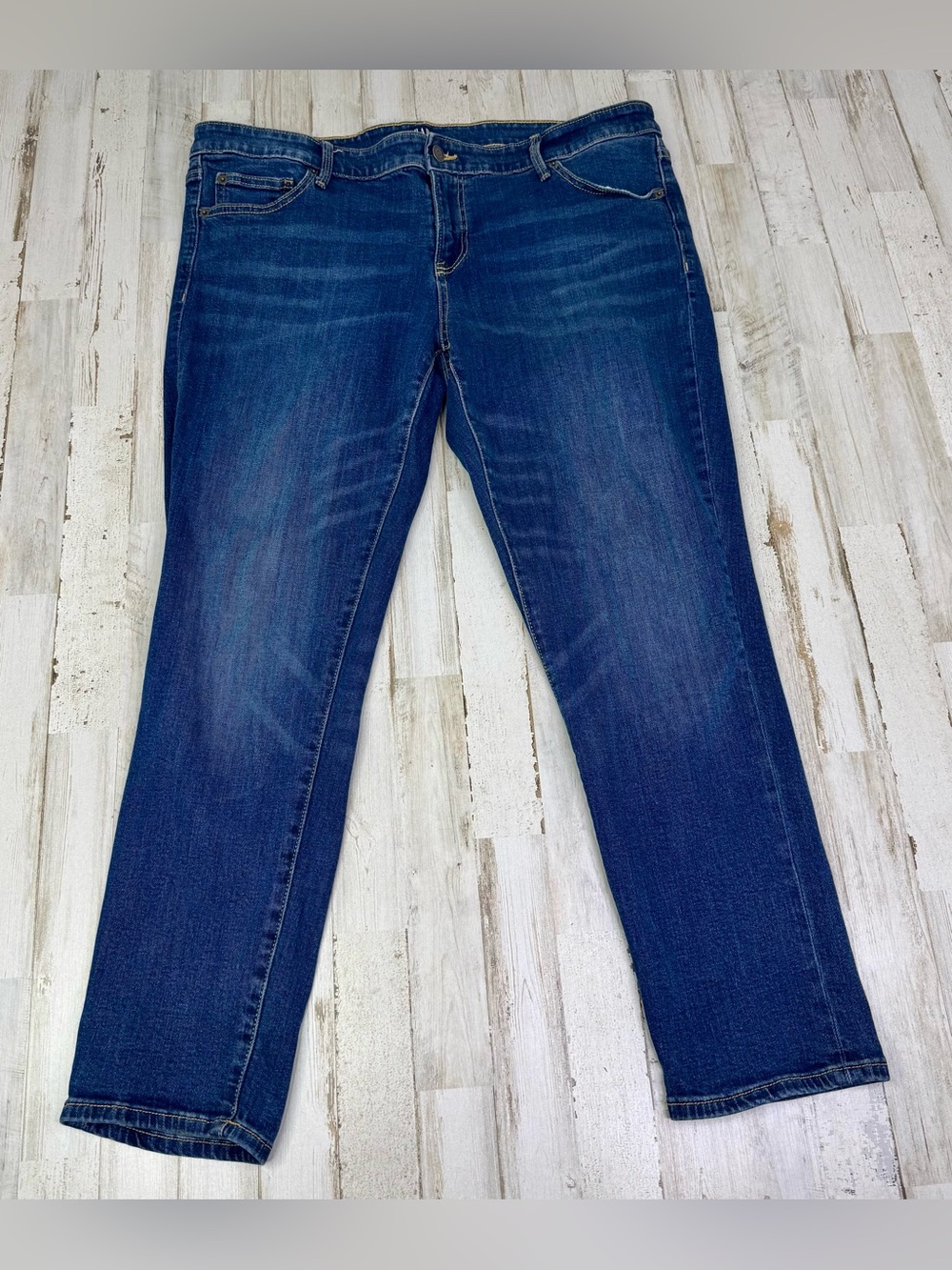 GAP Women’s Girlfriend Fit Jeans 14R (38x28) Blue Dark Wash Denim